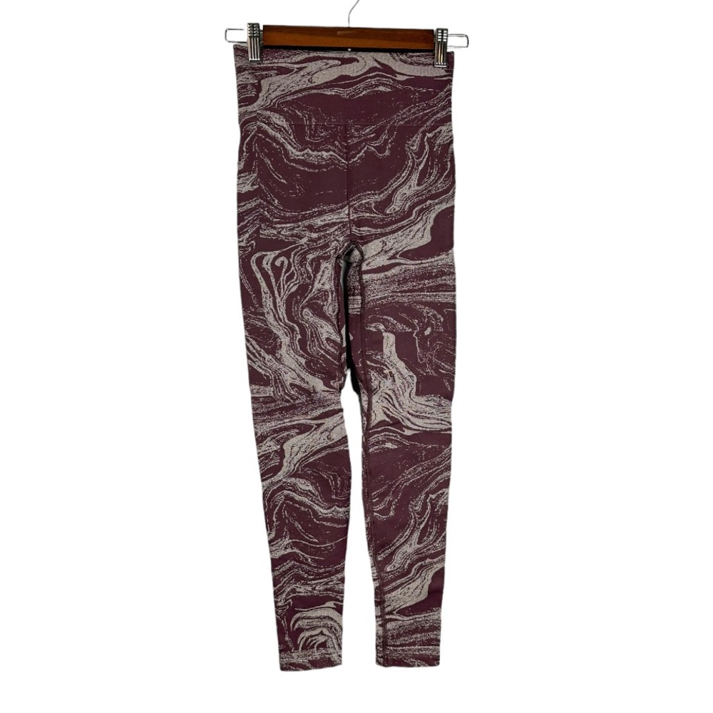 ATHLETA Aurora Shine Tight Spiced Cabernet Purple Grey Swirl Size XS - Picture 2 of 8